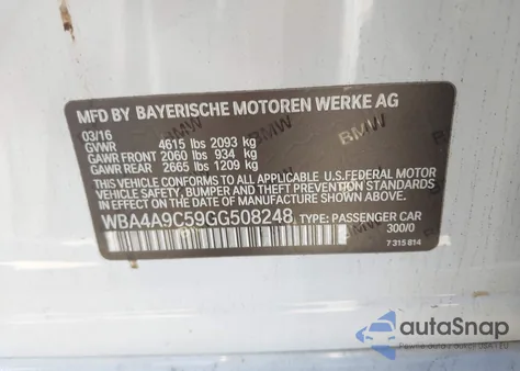 2016 BMW 428I Gran Coupe z USA, uszkodzony, nr VIN WBA4A9C59GG508248